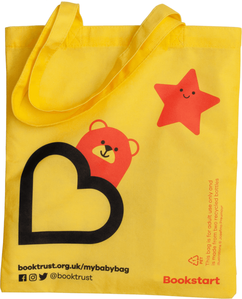 The BookTrust Yellow Baby Bag, produced in recycled PET